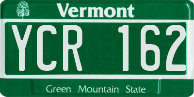 VT license plate YCR162