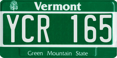 VT license plate YCR165