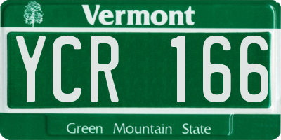 VT license plate YCR166