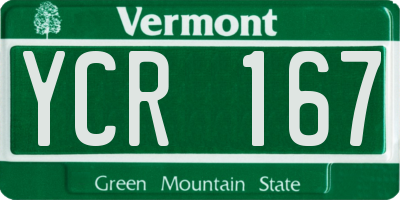 VT license plate YCR167