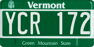 VT license plate YCR172