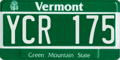 VT license plate YCR175