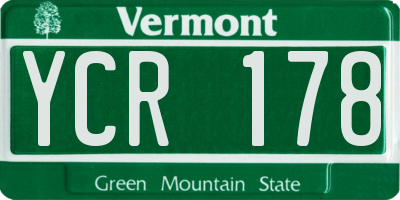 VT license plate YCR178