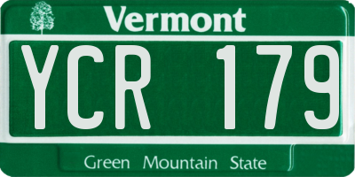 VT license plate YCR179