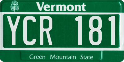 VT license plate YCR181