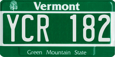 VT license plate YCR182