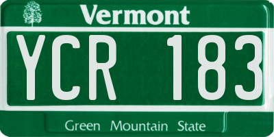 VT license plate YCR183