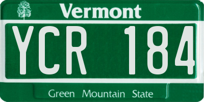 VT license plate YCR184