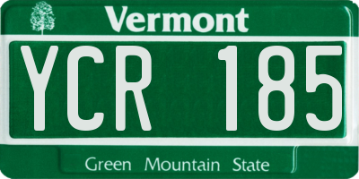 VT license plate YCR185
