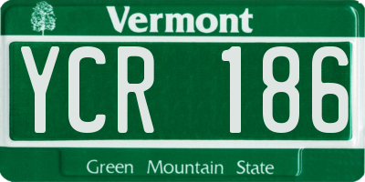 VT license plate YCR186