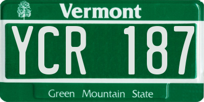 VT license plate YCR187