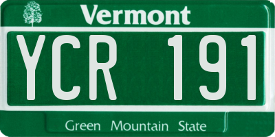 VT license plate YCR191