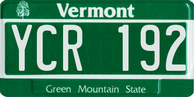 VT license plate YCR192