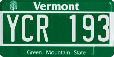 VT license plate YCR193