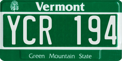 VT license plate YCR194
