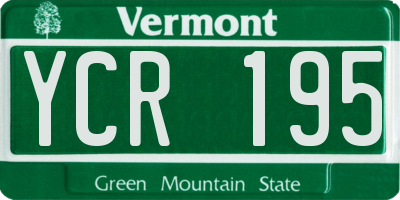 VT license plate YCR195