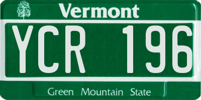 VT license plate YCR196