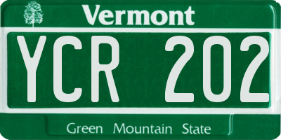 VT license plate YCR202