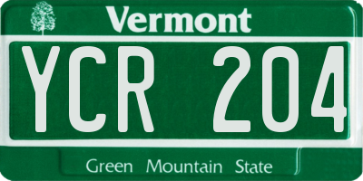 VT license plate YCR204