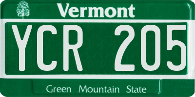 VT license plate YCR205