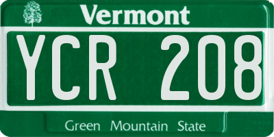 VT license plate YCR208