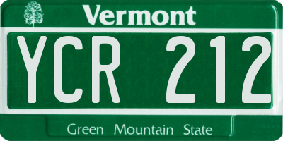 VT license plate YCR212