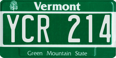 VT license plate YCR214