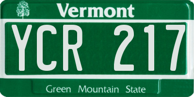 VT license plate YCR217