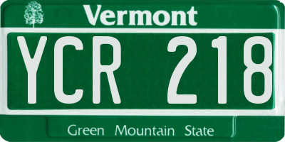 VT license plate YCR218