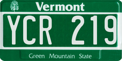 VT license plate YCR219