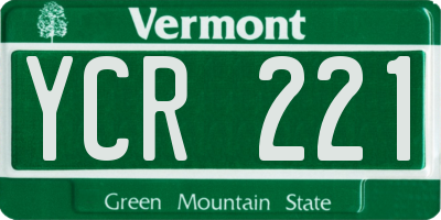 VT license plate YCR221