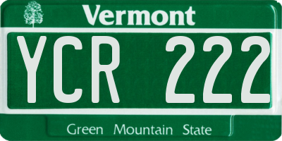VT license plate YCR222