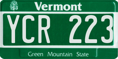 VT license plate YCR223