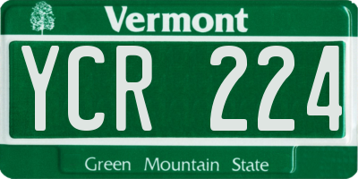 VT license plate YCR224