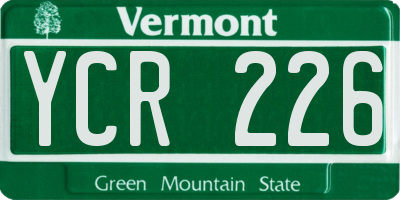 VT license plate YCR226