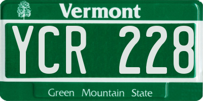 VT license plate YCR228