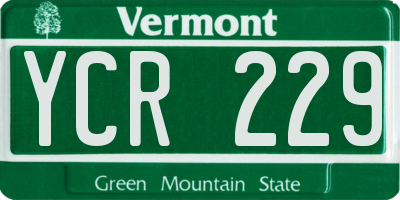 VT license plate YCR229