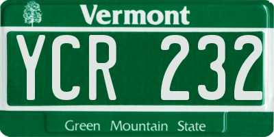 VT license plate YCR232