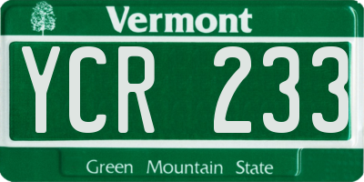 VT license plate YCR233