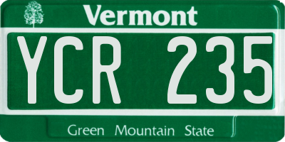 VT license plate YCR235