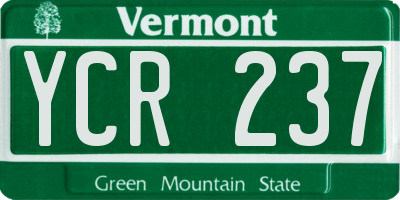 VT license plate YCR237