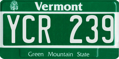 VT license plate YCR239