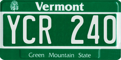 VT license plate YCR240