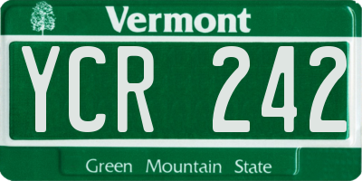 VT license plate YCR242