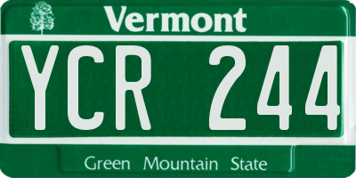 VT license plate YCR244
