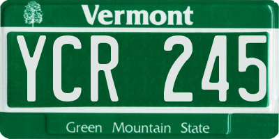 VT license plate YCR245