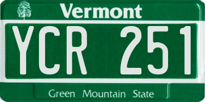 VT license plate YCR251