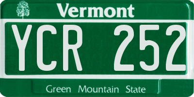 VT license plate YCR252
