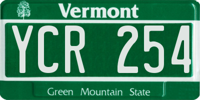 VT license plate YCR254