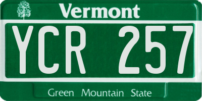 VT license plate YCR257